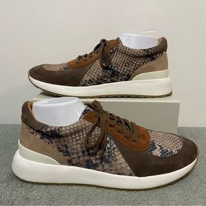 Lucky Brand animal print Blue, brown and Tan Suede Sneakers